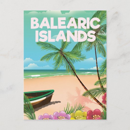 Stadsreisposter voor het strand van de Balearen Briefkaart (Voorkant)