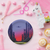 Stadsscène in Dusk Papieren Bordje (Feest)