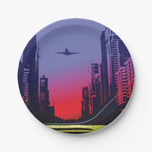 Stadsscène in Dusk Papieren Bordje (Voorkant)