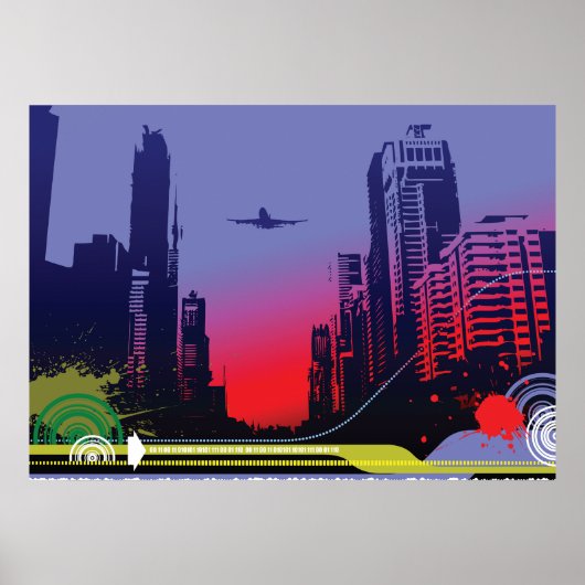 Stadsscène in Dusk Poster (Voorkant)