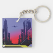 Stadsscène in Dusk Sleutelhanger (Achterkant)