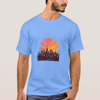 stadssilhouet bij zonsondergang cadeau t-shirt