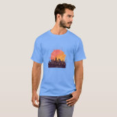 stadssilhouet bij zonsondergang cadeau t-shirt (Voorkant volledig)