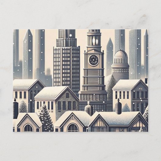 Stadssilhouet Hanukkah Kerstkaart Briefkaart (Voorkant)