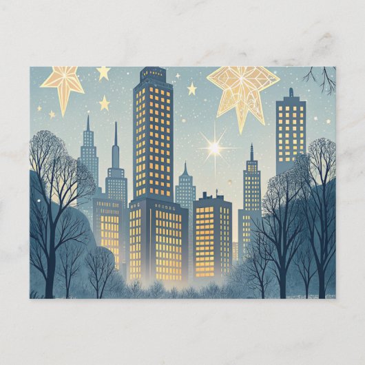 Stadssilhouet Hanukkah-wenskaart Briefkaart (Voorkant)