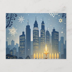 Stadssilhouet Menorah Hanukka Kaart