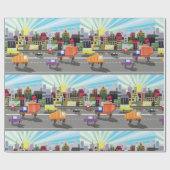 Stadssnelweg, stad en verkeer cadeaupapier (Vlak)