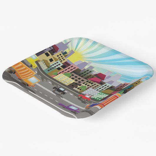 Stadssnelweg, stad en verkeer papieren bordje (Gebogen)