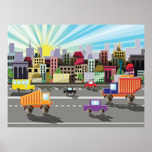 Stadssnelweg, stad en verkeer poster (Voorkant)
