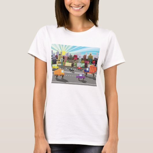 Stadssnelweg, stad en verkeer t-shirt (Voorkant)
