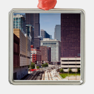 Stadsspoor in het centrum van Chicago Metalen Ornament