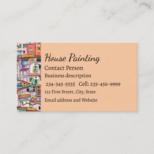 Stadsstad Stadsstad Stadshuizen Fun Waterverf Busi Visitekaartje (Voorkant)