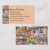 Stadsstad Stadsstad Stadshuizen Fun Waterverf Busi Visitekaartje (Voorkant / Achterkant)