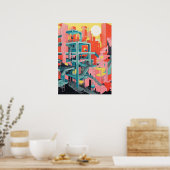 Stadsstappen: een caleidoscopische reis door stede poster (Keuken)