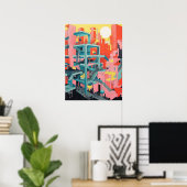 Stadsstappen: een caleidoscopische reis door stede poster (Thuiskantoor)