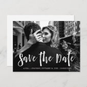 stadsstijl | Wit script en foto's slaan de datum o Uitnodiging Briefkaart (Voorkant / Achterkant)