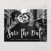 stadsstijl | Wit script en foto's slaan de datum o Uitnodiging Briefkaart (Voorkant)