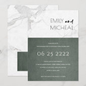 STADSSTONE GRAY MARBLE ENGAGEMENT PARTY INVITE BEDANKKAART (Voorkant / Achterkant)