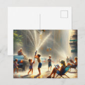 Stadsstraat in de zomer briefkaart (Voorkant / Achterkant)