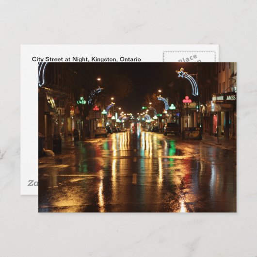 Stadsstraat 's nachts briefkaart (Voorkant / Achterkant)