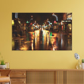 Stadsstraat 's nachts canvas afdruk (Insitu (Woonkamer))