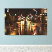 Stadsstraat 's nachts canvas afdruk (Insitu (Houten vloer))