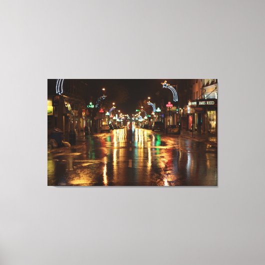 Stadsstraat 's nachts canvas afdruk (Voorkant)