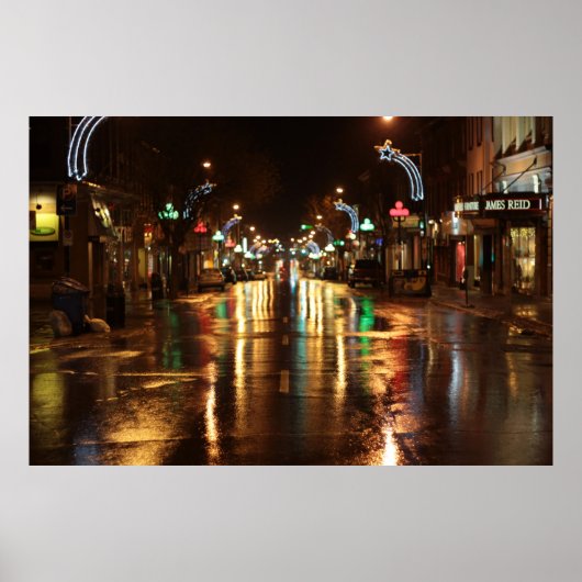 Stadsstraat 's nachts poster (Voorkant)
