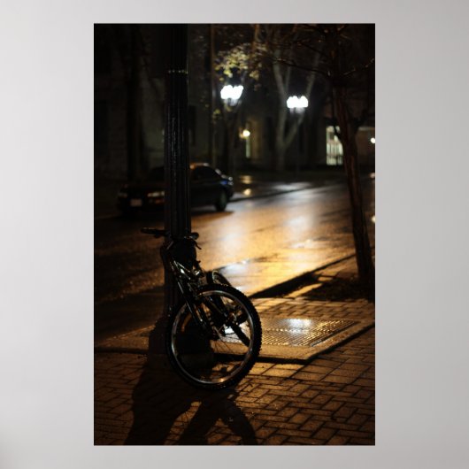 Stadsstraat 's nachts poster (Voorkant)