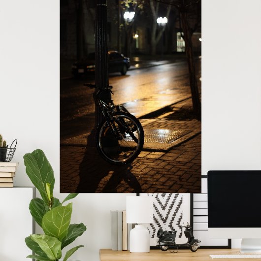 Stadsstraat 's nachts poster (Thuiskantoor)