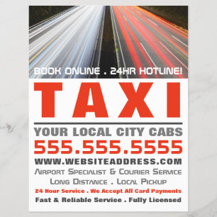 Stadsstraatverlichting, Taxi Bedrijf met Prijslijs Flyer