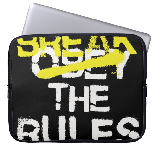 Stadsstraten breken de regels stencil graffiti laptop sleeve (Voorkant)