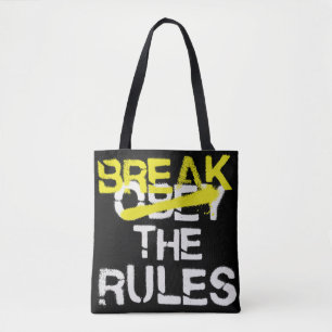 Stadsstraten breken de regels stencil graffiti tote bag
