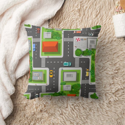 Stadsstraten en -auto's kussen (Deken)