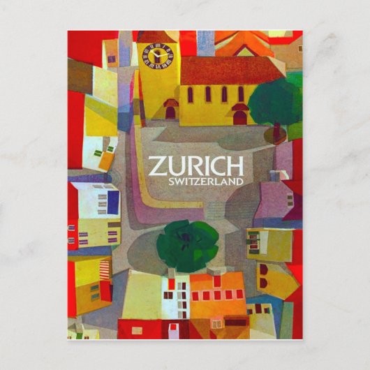Stadsstraten van Zürich, Zwitserland. Areal uitzic Briefkaart (Voorkant)