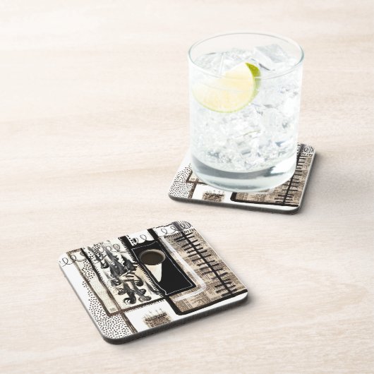 Stadstaal Zwart-wit Bier Onderzetter (Rechterzijde)