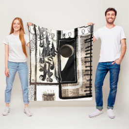 Stadstaal Zwart-wit Fleece Deken