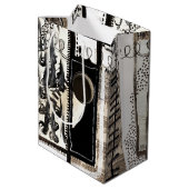 Stadstaal Zwart-wit Medium Cadeauzakje (Achterkant Gekanteld)