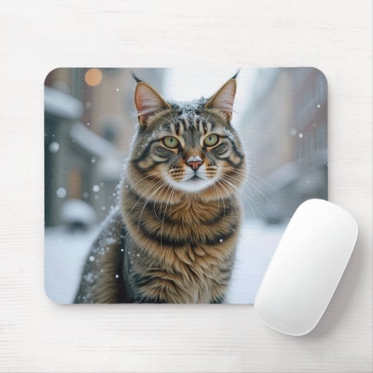 Stadstraatkat in de sneeuw muismat (Met muis)