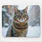 Stadstraatkat in de sneeuw muismat (Voorkant)