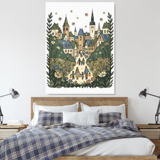 Stadstuin herfst canvas afdruk (Insitu (Slaapkamer))