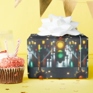 Stadsverkeerslicht 's nachts cadeaupapier
