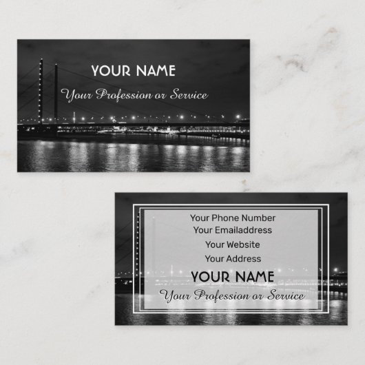 Stadsverlichting Düsseldorf — zwart-wit design Bus Visitekaartje (Voorkant / Achterkant)