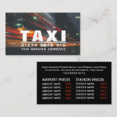 Stadsverlichting, taxibedrijf, prijslijst visitekaartje (Voorkant / Achterkant)