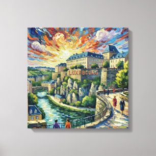 Stadsversterking Luxemburg Panorama Uitgerekte Can Canvas Afdruk