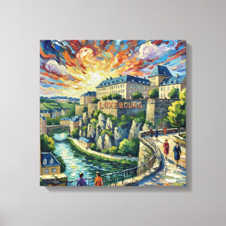 Stadsversterking Luxemburg Panorama Uitgerekte Can Canvas Afdruk