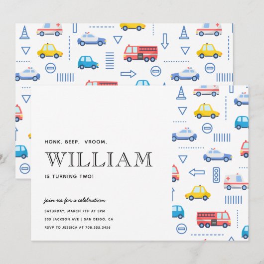 Stadsvervoer Vrachtwagen Tweede verjaardag Kaart (Voorkant / Achterkant)