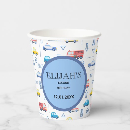 Stadsvervoer Vrachtwagen Tweede verjaardag Papieren Bekers (Voorkant)