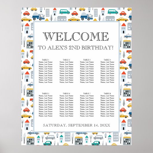 Stadsvervoer Vrachtwagen Tweede verjaardag Welkom Poster (Voorkant)