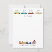 Stadsvervoermiddelen Vrachtauto's Auto's Kinderen Bedankkaart (Voorkant)